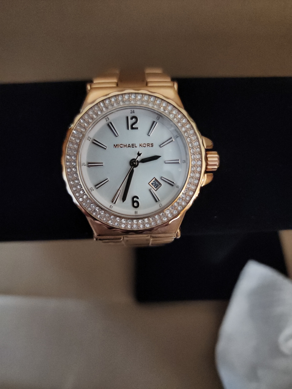 Michael Kors Rose Gold Crystal Bezel Watch